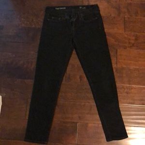 J Crew ankle toothpick black with brown stitch 27